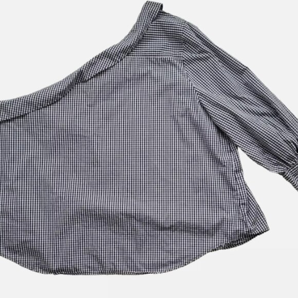 Who What Wear One Shoulder Asymmetric Top 4X Black White Gingham Target - Picture 2 of 5